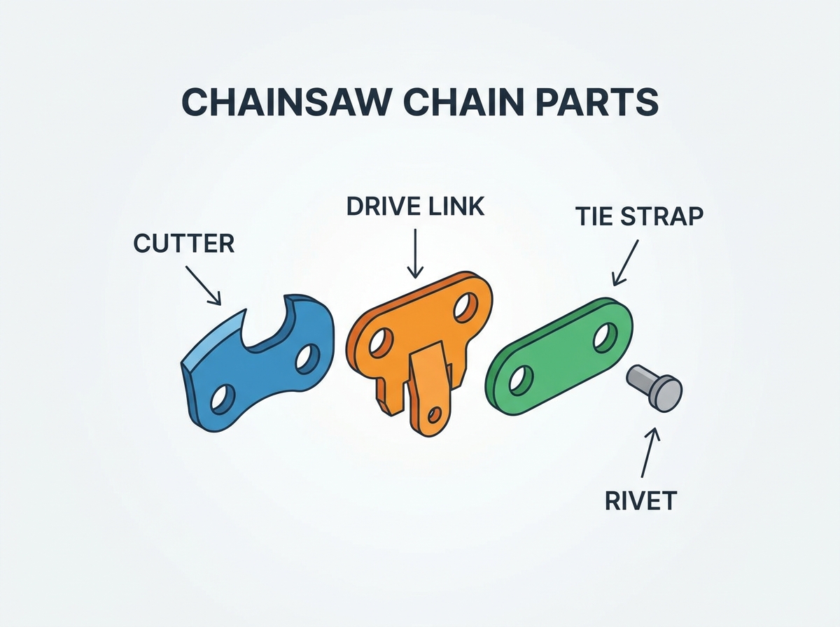 Chainsaw chain anatomy and parts